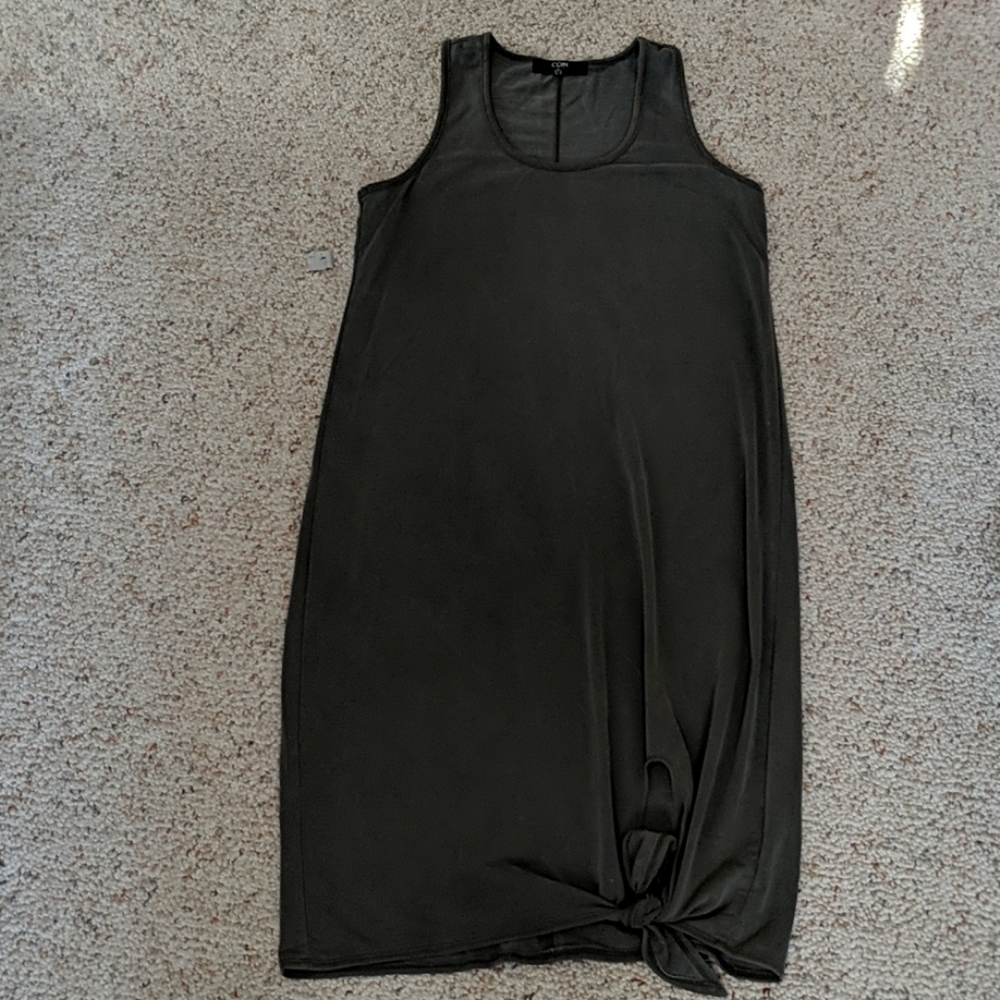 Hunter green tie bottom dress